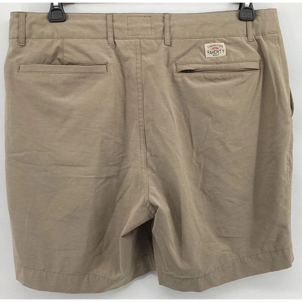 Faherty All Day Shorts Mens 36 Beige Chino Drawstring Stretch Travel
